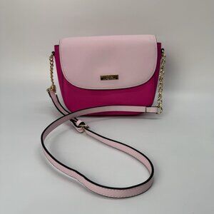 Trina Turk ColorBlock Crossbody Purse Bag Light Pink Fuchsia Metal‎ Chain